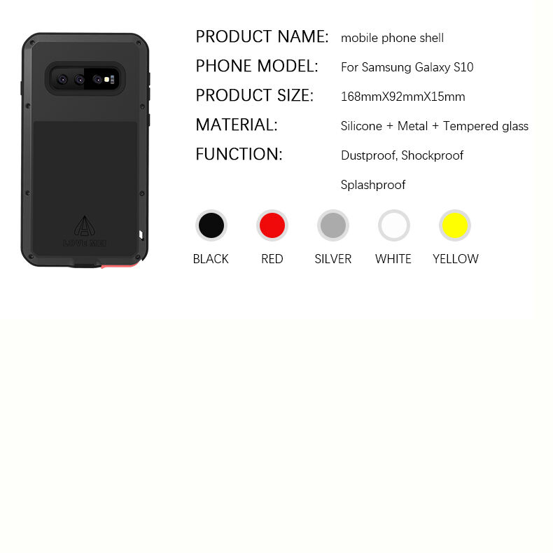 Love Mei kovový superodolný kryt pre Samsung Galaxy S10 - čierny