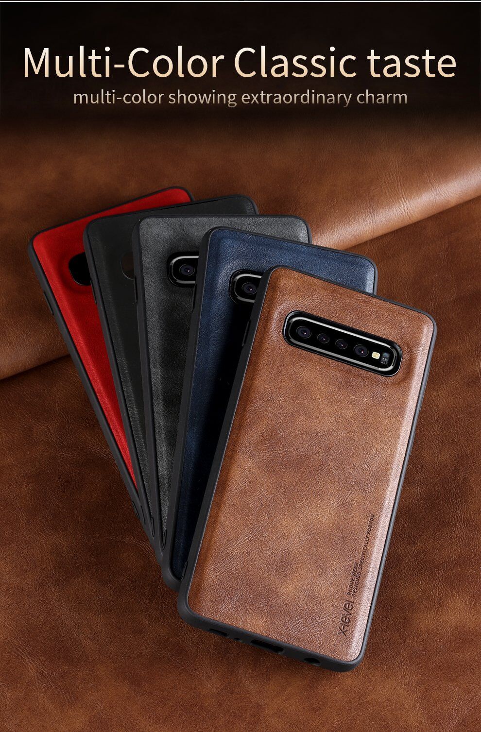 X-Level kryt s koženkovým povrchom pre Samsung Galaxy S10 - hnedý