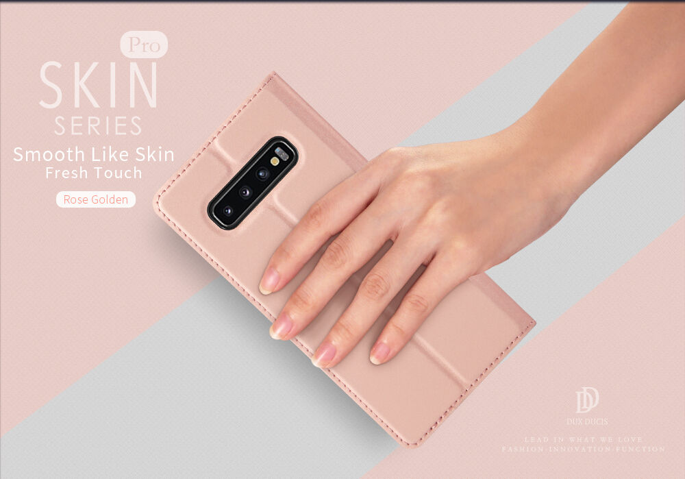 Dux Ducis Skin Pro flipové puzdro pre Samsung Galaxy S10 - ružovo-zlaté