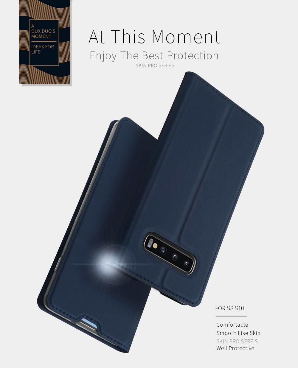 Dux Ducis Skin Pro flipové puzdro pre Samsung Galaxy S10 - ružovo-zlaté