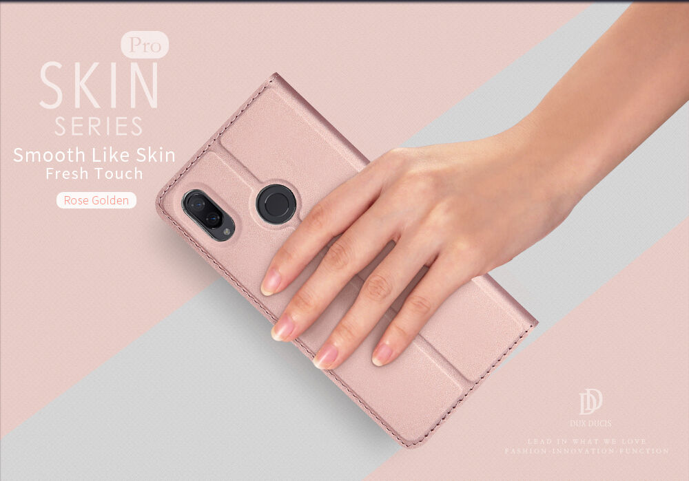 Dux Ducis kožené puzdro s priehradkou na karty pre Xiaomi Redmi Note 7 - zlaté