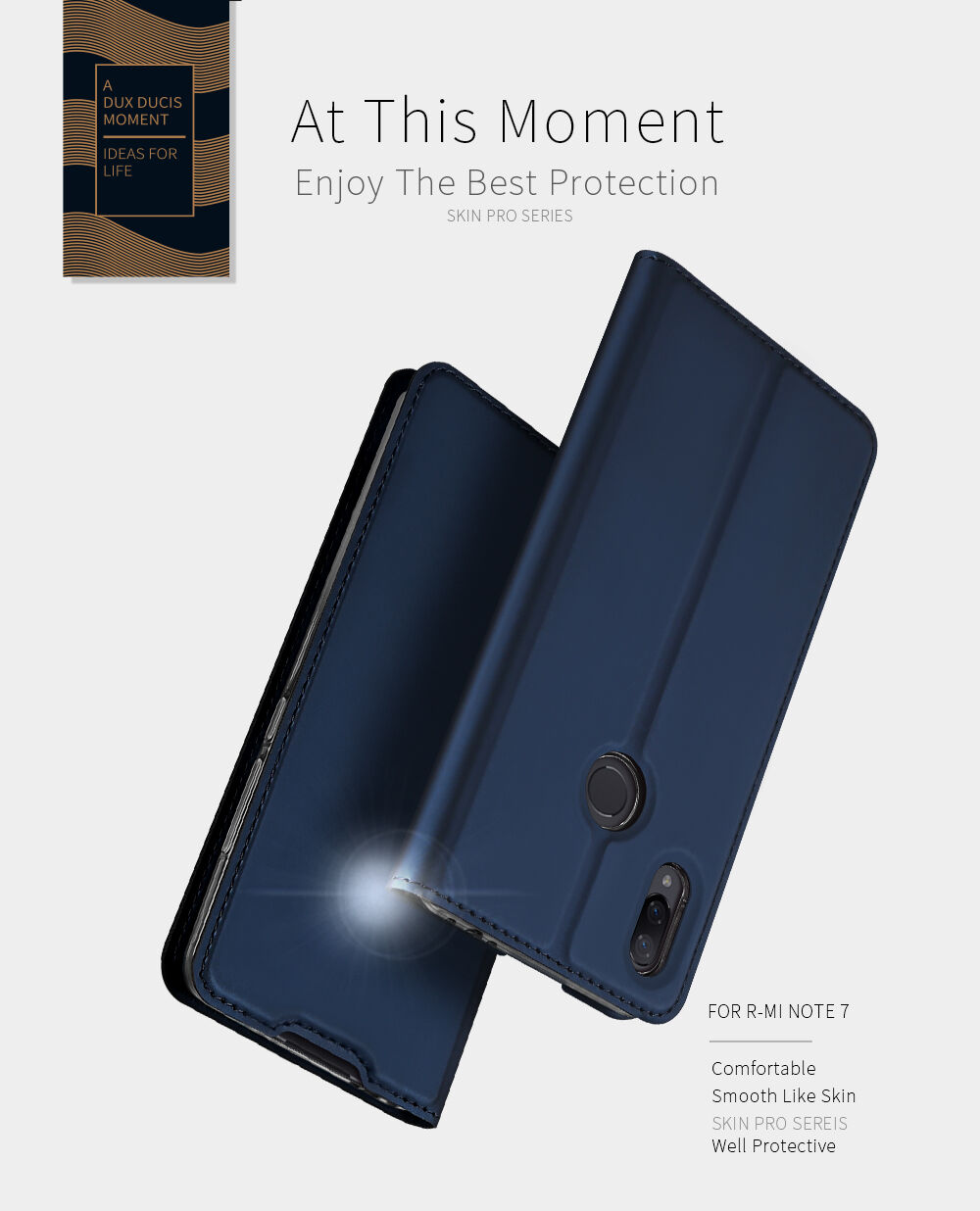 Dux Ducis kožené puzdro s priehradkou na karty pre Xiaomi Redmi Note 7 - zlaté