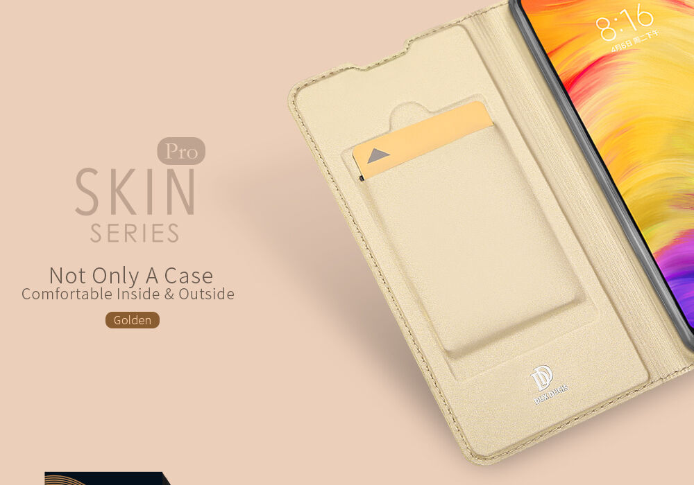 Dux Ducis kožené puzdro s priehradkou na karty pre Xiaomi Redmi Note 7 - ružovo-zlaté