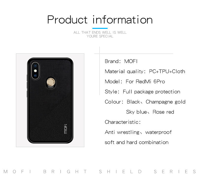 Mofi ochranný plastový a textilný kryt pre Xiaomi Mi A2 Lite - čierny