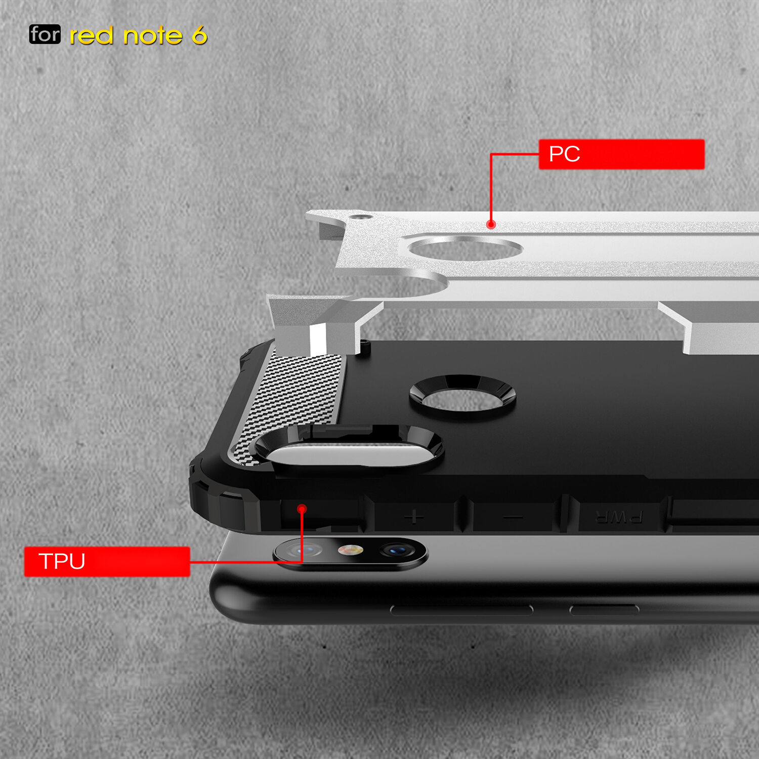 Superodolný kryt Armor pre Xiaomi Redmi Note 6 Pro - strieborný