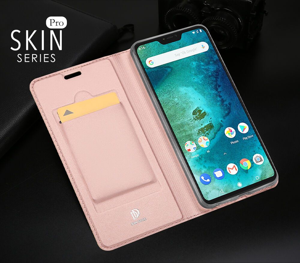 Dux Ducis ochranné kožené puzdro pre Xiaomi Redmi Note 6 Pro - tmavomodré