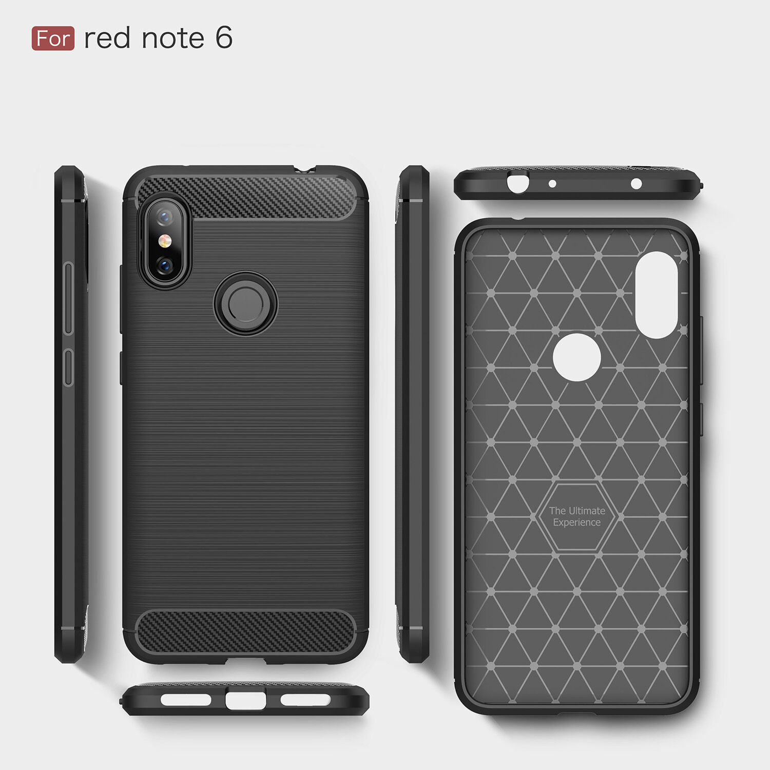 Ochranný kryt s brúsenou textúrou pre Xiaomi Redmi Note 6 Pro - červený