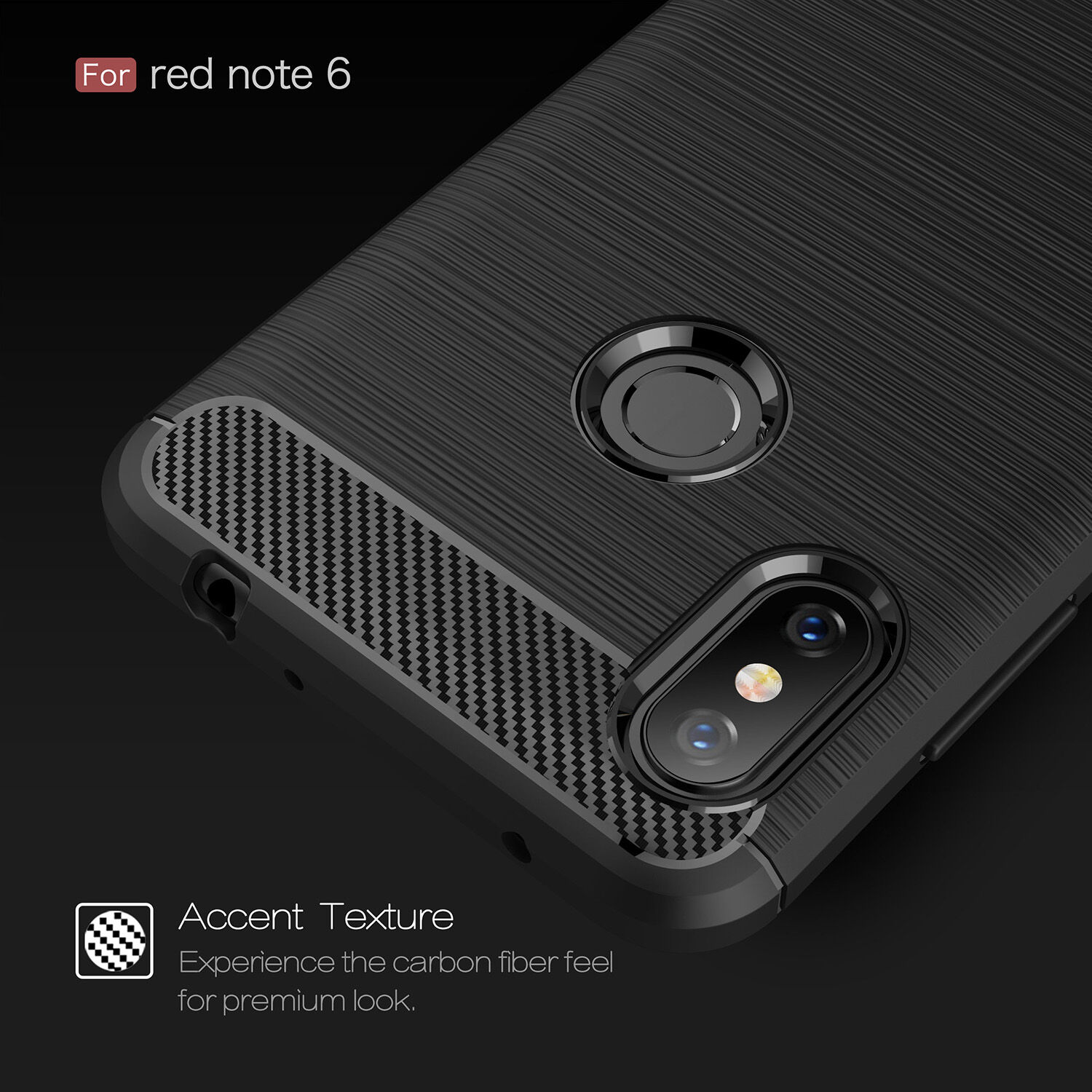 Ochranný kryt s brúsenou textúrou pre Xiaomi Redmi Note 6 Pro - čierny
