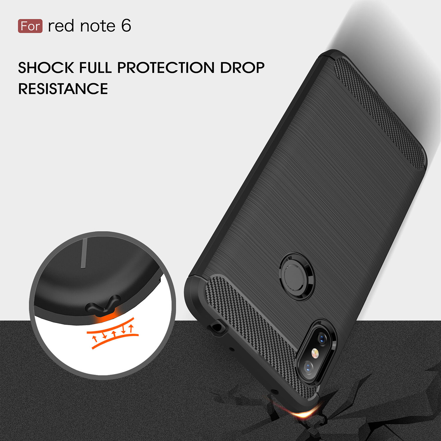 Ochranný kryt s brúsenou textúrou pre Xiaomi Redmi Note 6 Pro - čierny
