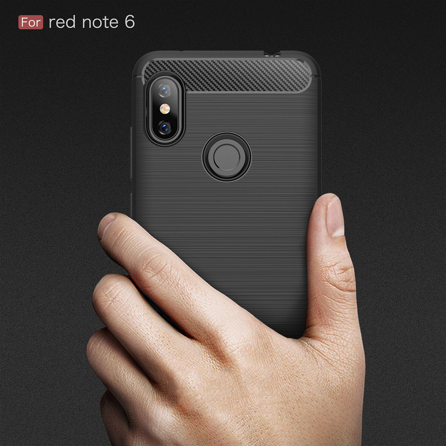 Ochranný kryt s brúsenou textúrou pre Xiaomi Redmi Note 6 Pro - čierny