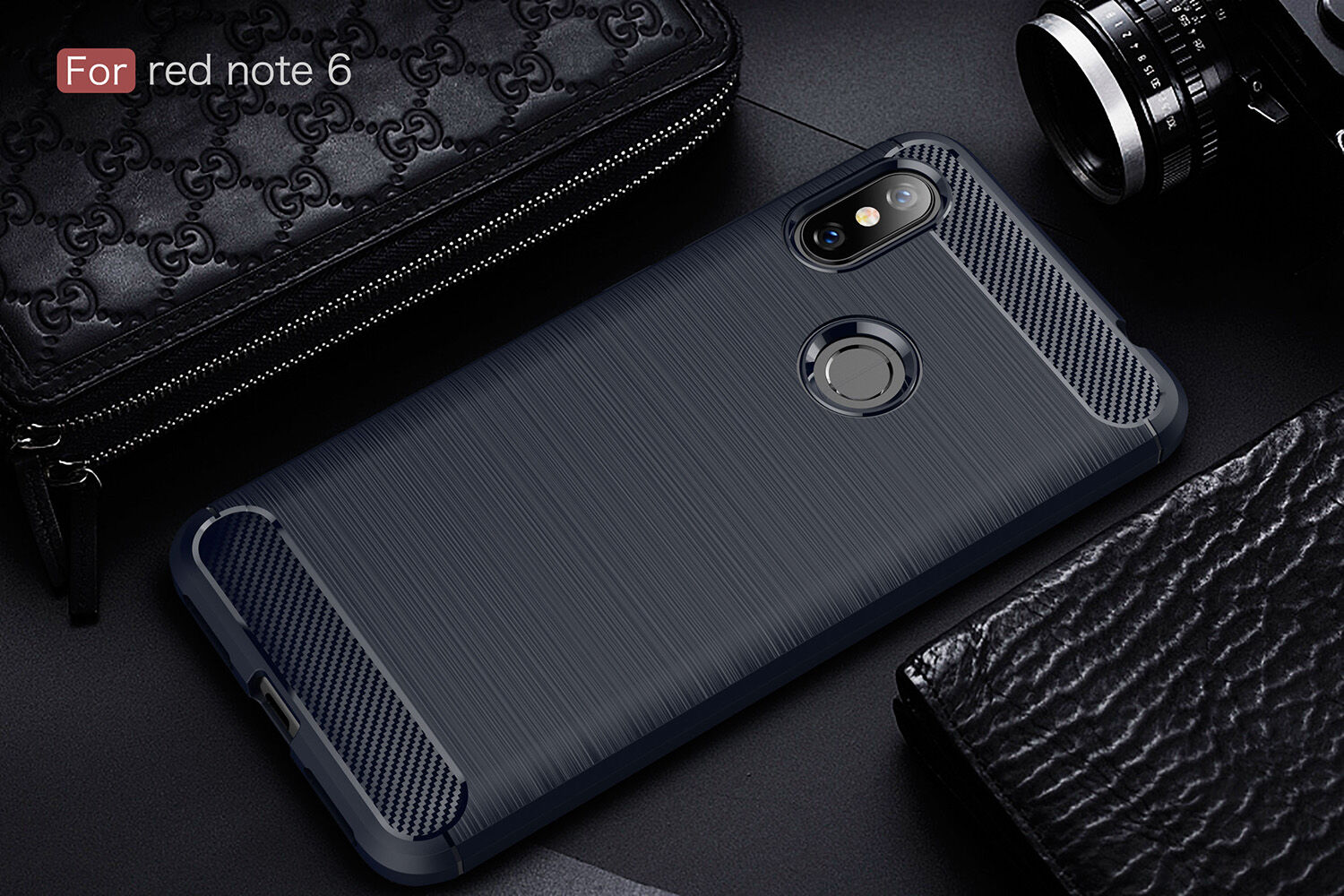 Ochranný kryt s brúsenou textúrou pre Xiaomi Redmi Note 6 Pro - čierny