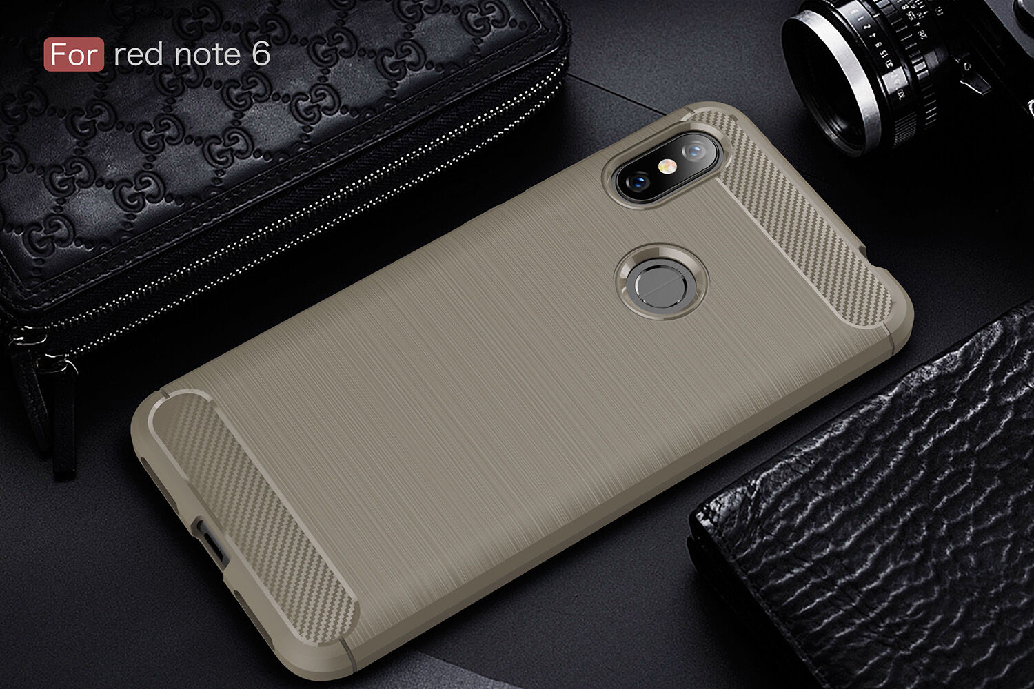 Ochranný kryt s brúsenou textúrou pre Xiaomi Redmi Note 6 Pro - čierny