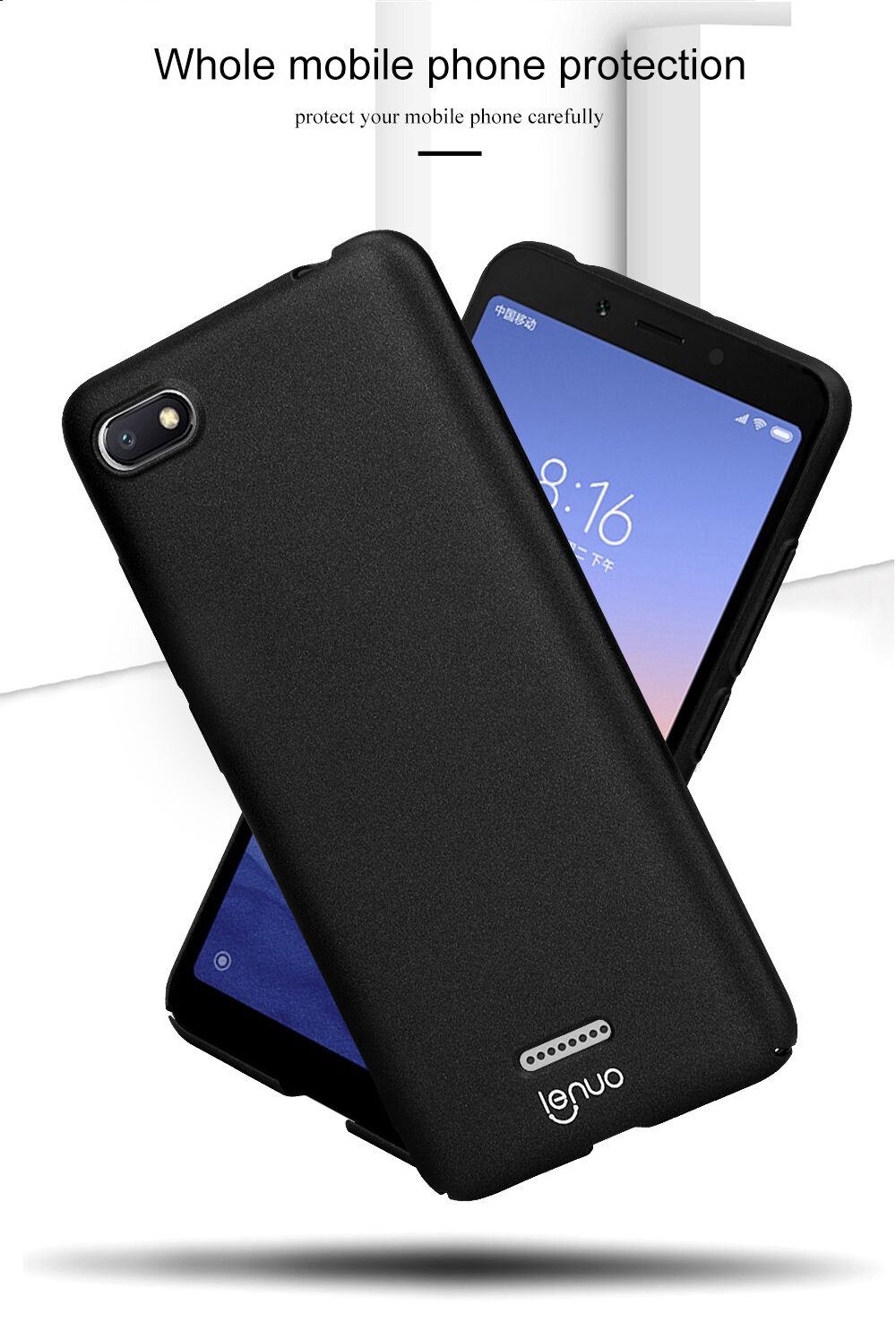 Lenuo tvrdý hodvábne hladký kryt pre Xiaomi Redmi 6 - čierny