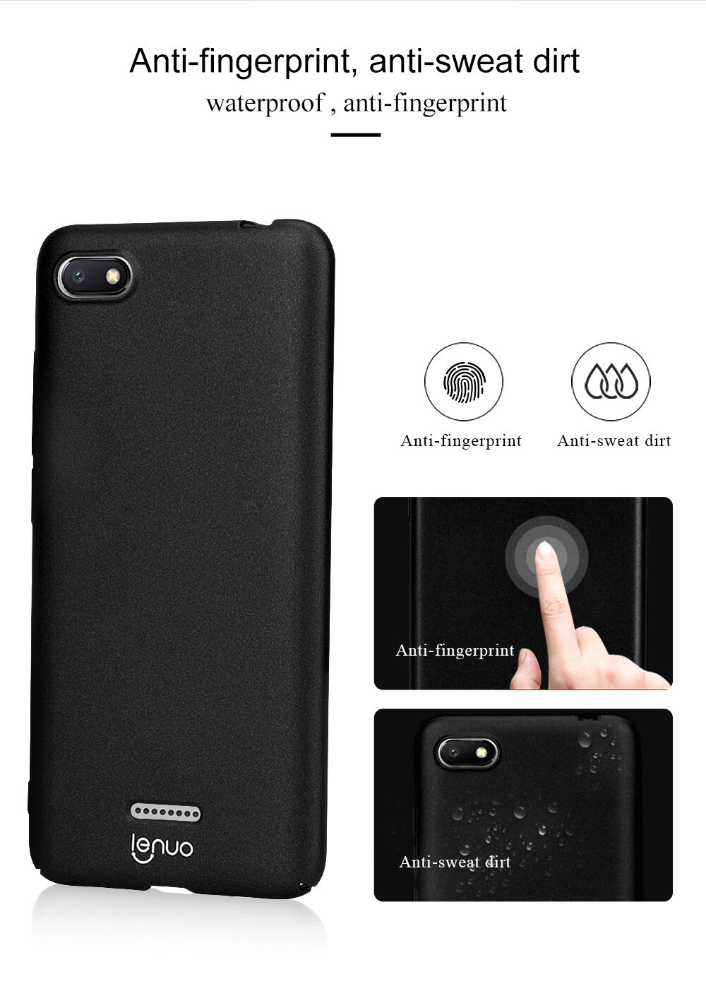 Lenuo tvrdý hodvábne hladký kryt pre Xiaomi Redmi 6 - čierny