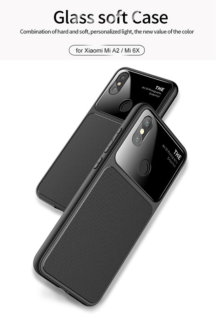 Lenuo ochranný kryt z plastu a tvrdeného skla pre Xiaomi Mi A2 - tmavomodrý