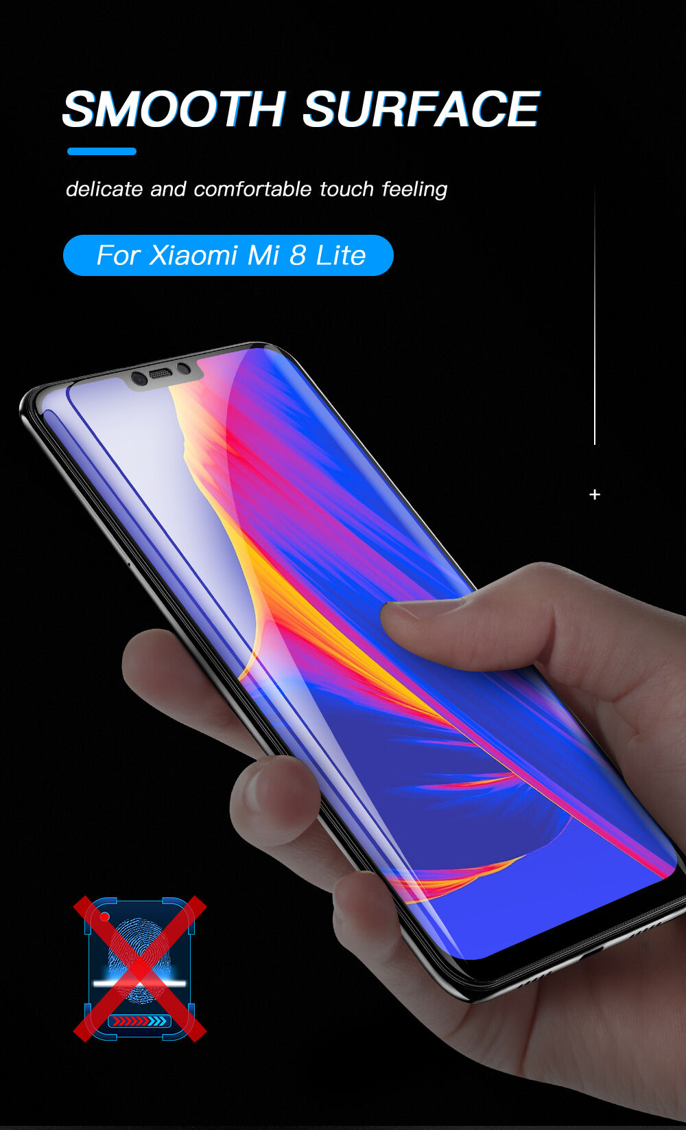Amorus Tvrdené sklo 3D pre Xiaomi Mi 8 Lite - čierne