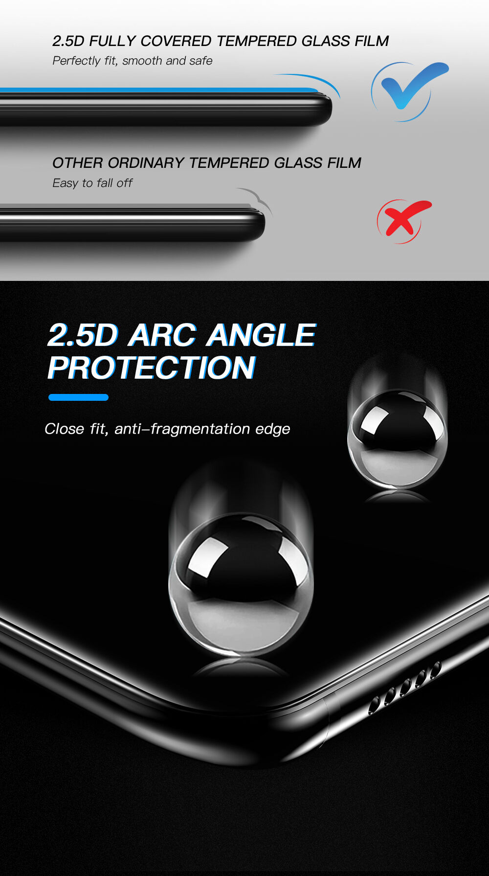 Amorus Tvrdené sklo 3D pre Xiaomi Mi 8 Lite - čierne