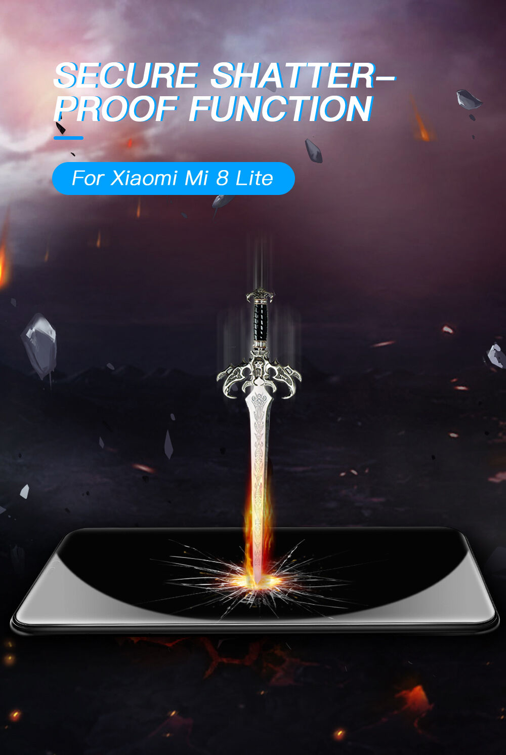 Amorus Tvrdené sklo 3D pre Xiaomi Mi 8 Lite - čierne