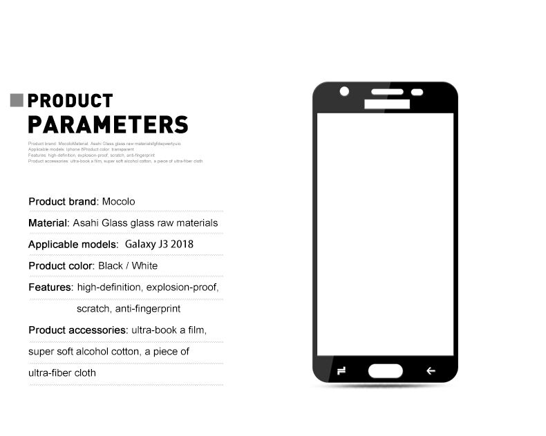 Mocolo Tvrdené sklo 3D pre Samsung Galaxy J3 (2018) - čierne