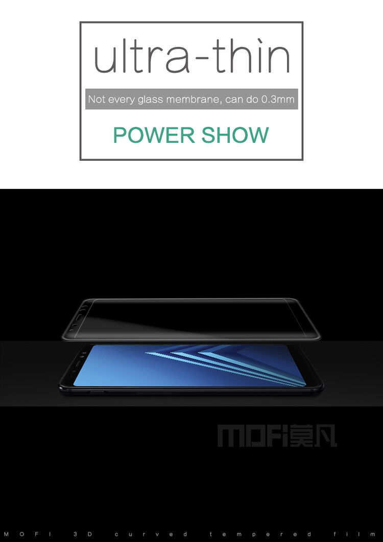 Mofi Tvrdené sklo 3D pre Samsung A8 Plus (2018) - čierne