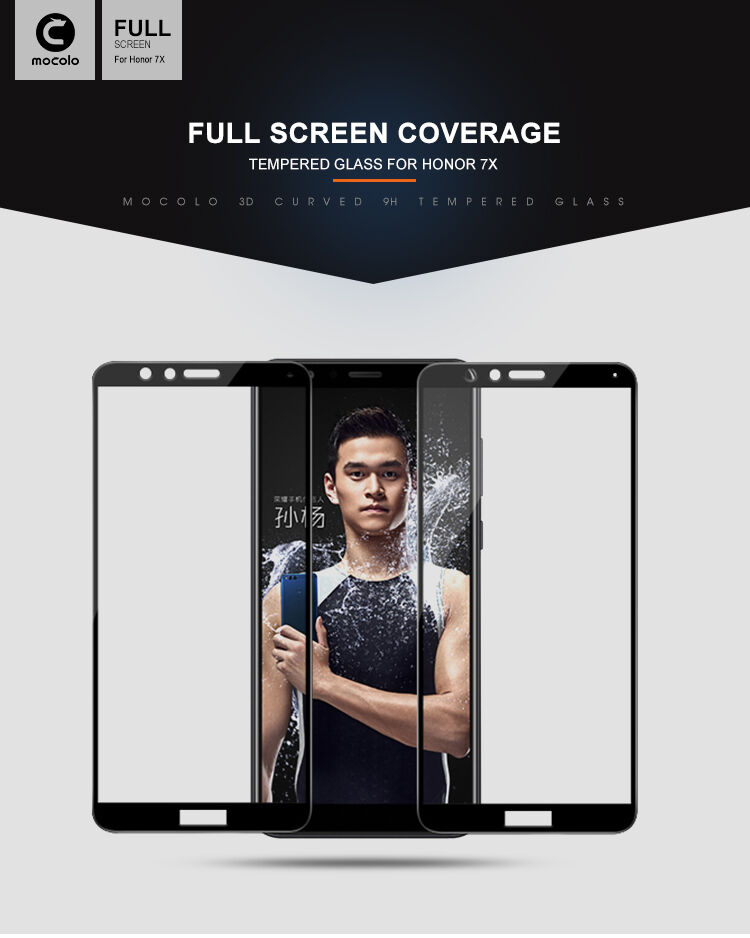 Mocolo Tvrdené sklo 3D pre Honor 7X - čierne