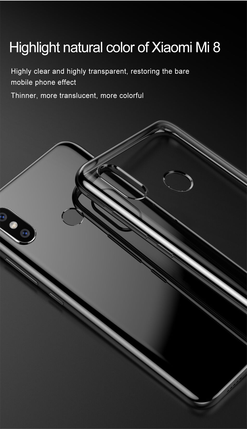 Baseus Shining číry kryt s rámčekom pre Xiaomi Mi 8 - zlatý