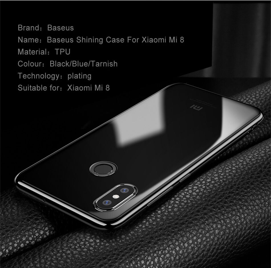 Baseus Shining číry kryt s rámčekom pre Xiaomi Mi 8 - zlatý
