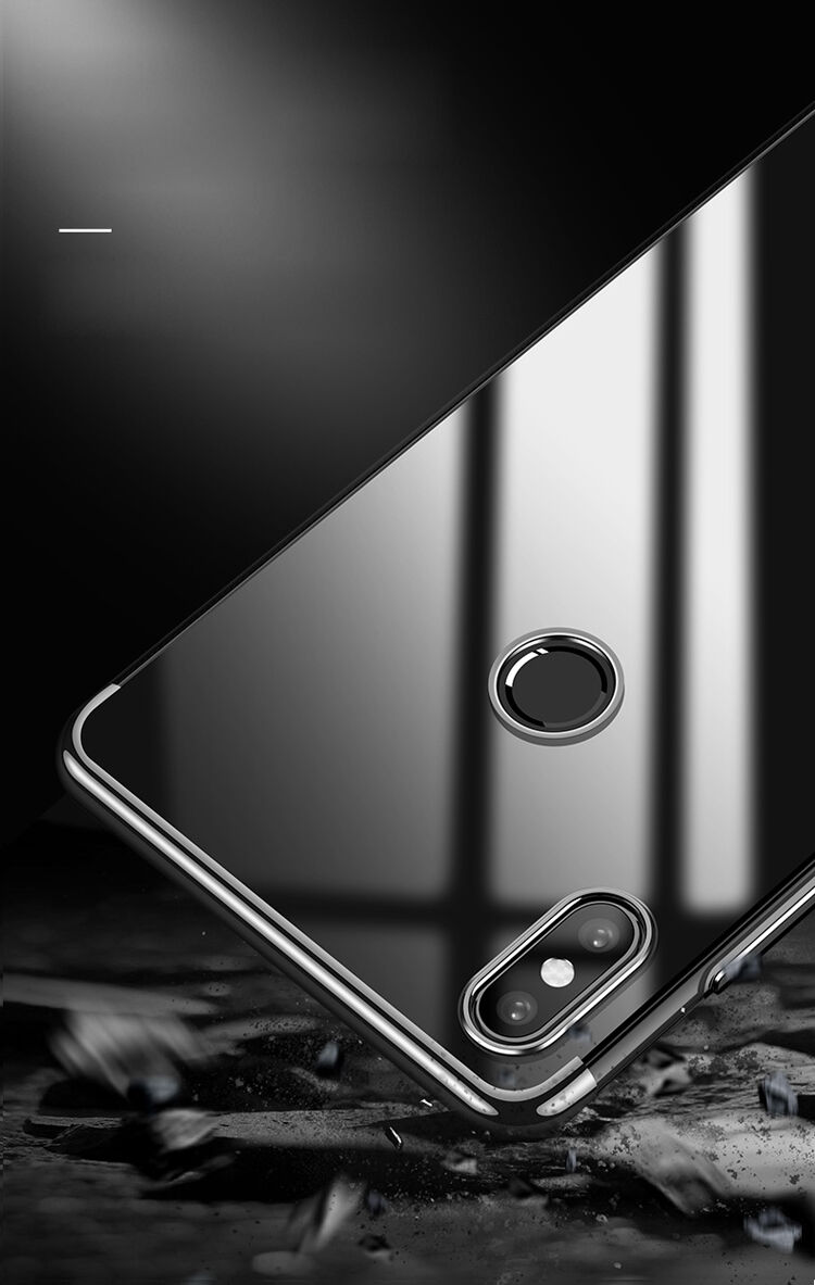 Cafele plastový kryt číry s rámčekom pre Xiaomi Mi 8 - strieborný