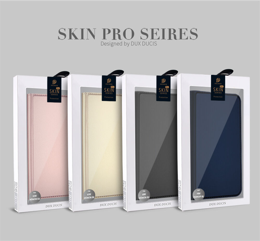 Dux Ducis Skin Pro kožené flipové puzdro pre Honor 8X - tmavomodré