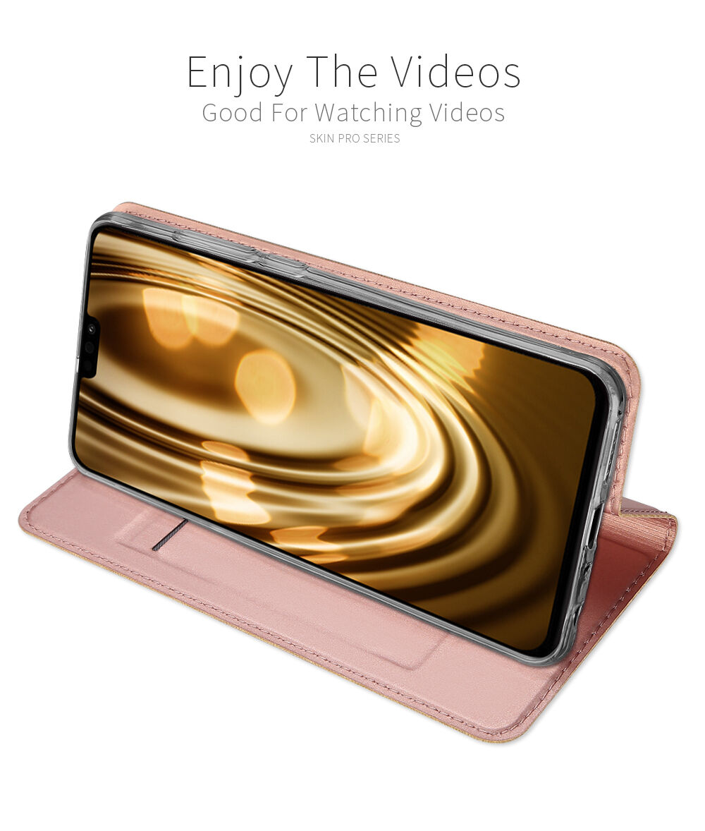 Dux Ducis Skin Pro kožené flipové puzdro pre Honor 8X - ružovo-zlaté