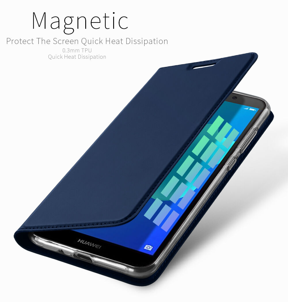 Dux Ducis Skin Pro kožené flipové puzdro pre Honor 7S - tmavomodré