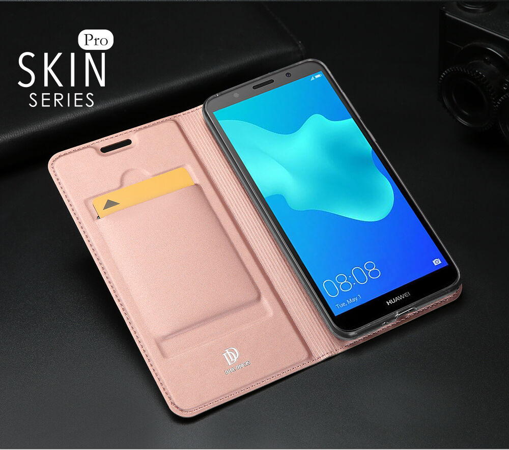 Dux Ducis Skin Pro kožené flipové puzdro pre Honor 7S - tmavomodré