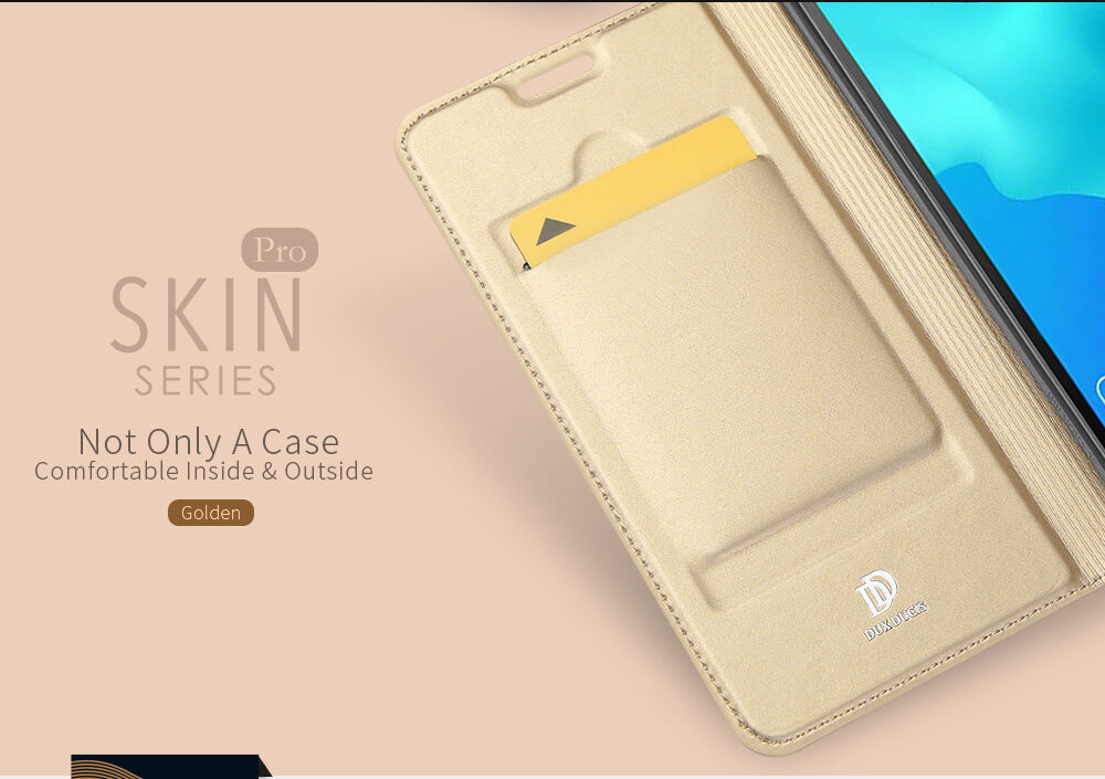 Dux Ducis Skin Pro kožené flipové puzdro pre Honor 7S - ružovo-zlaté
