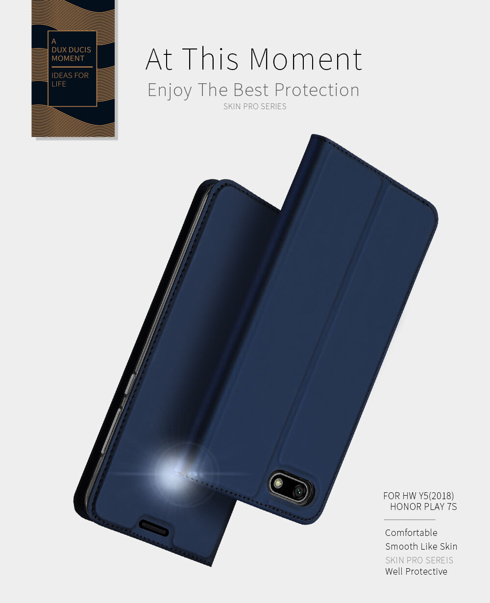 Dux Ducis Skin Pro kožené flipové puzdro pre Honor 7S - ružovo-zlaté