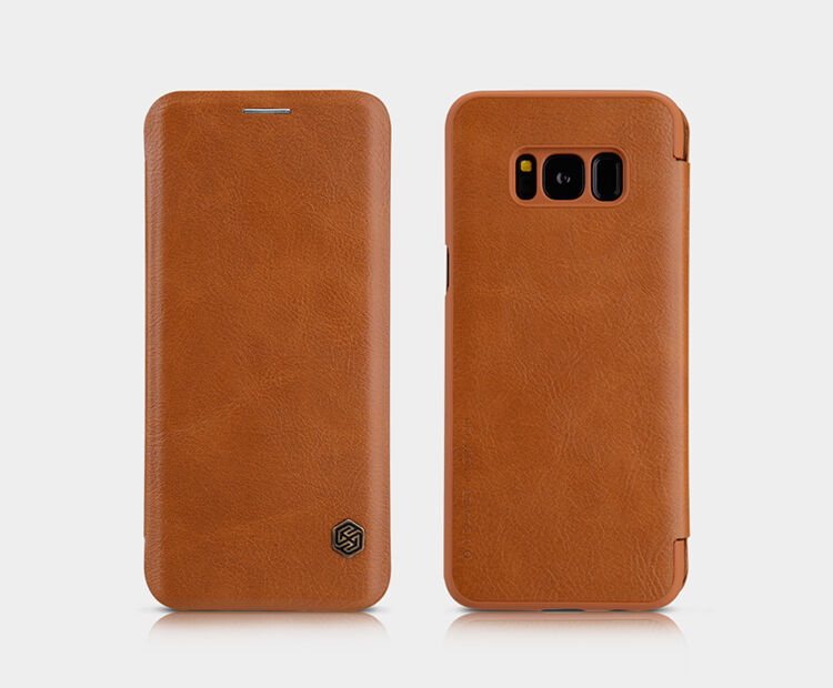 Nillkin Qin Kožené flipové puzdro pre Samsung Galaxy S8 - hnedé