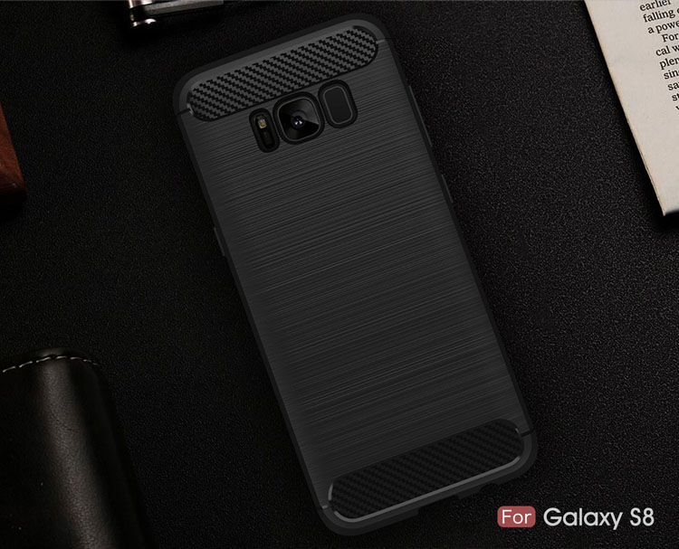 Plastový kryt s brúsenou textúrou pre Samsung Galaxy S8 - tmavomodrý