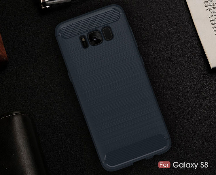 Plastový kryt s brúsenou textúrou pre Samsung Galaxy S8 - tmavomodrý