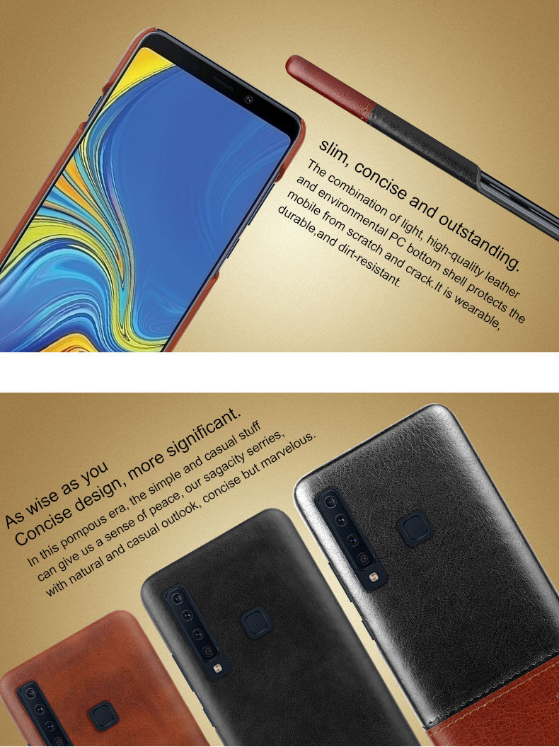 Imak Ruiyi kožený kryt pre Samsung Galaxy A9 (2018) - hnedý
