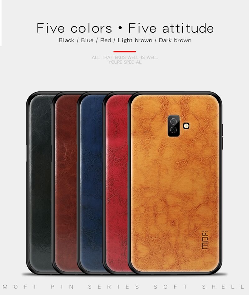 Mofi Kožený kryt pre Samsung Galaxy J6 Plus - červený