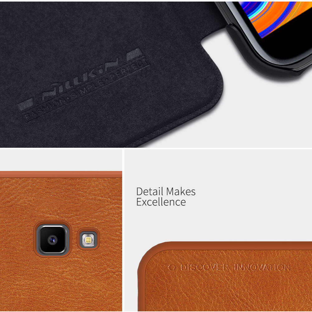 Nillkin Qin Kožené flipové puzdro pre Samsung Galaxy J4 Plus - hnedé