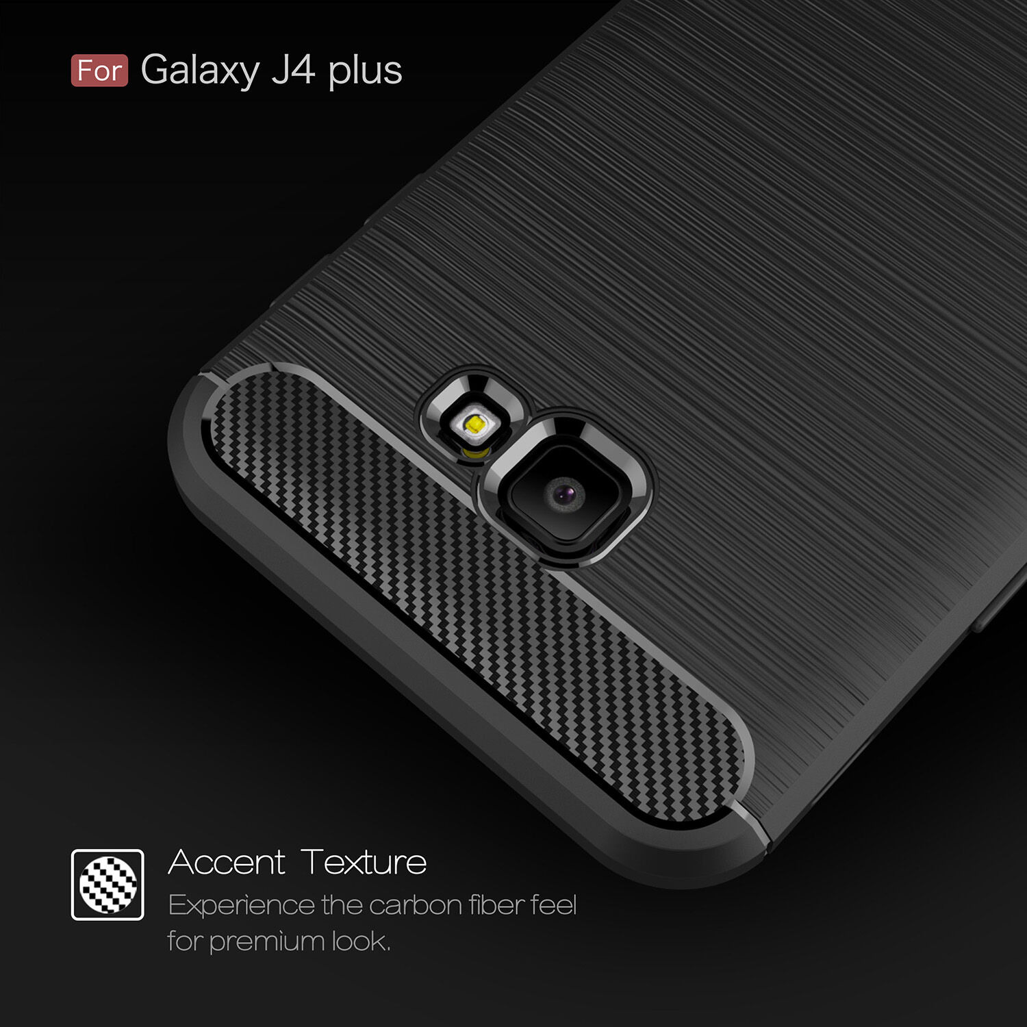 Plastový kryt s brúsenou textúrou pre Samsung Galaxy J4 Plus - červený