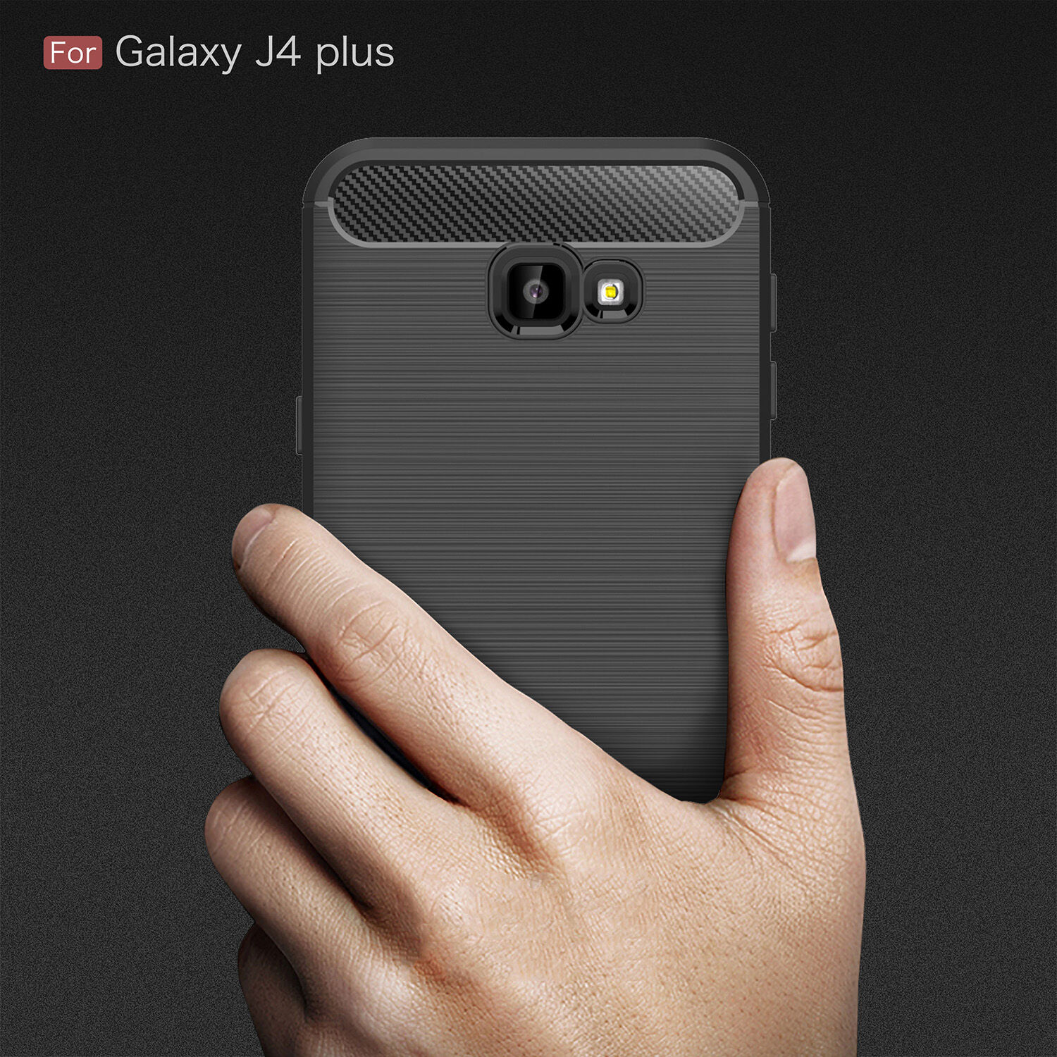 Plastový kryt s brúsenou textúrou pre Samsung Galaxy J4 Plus - červený