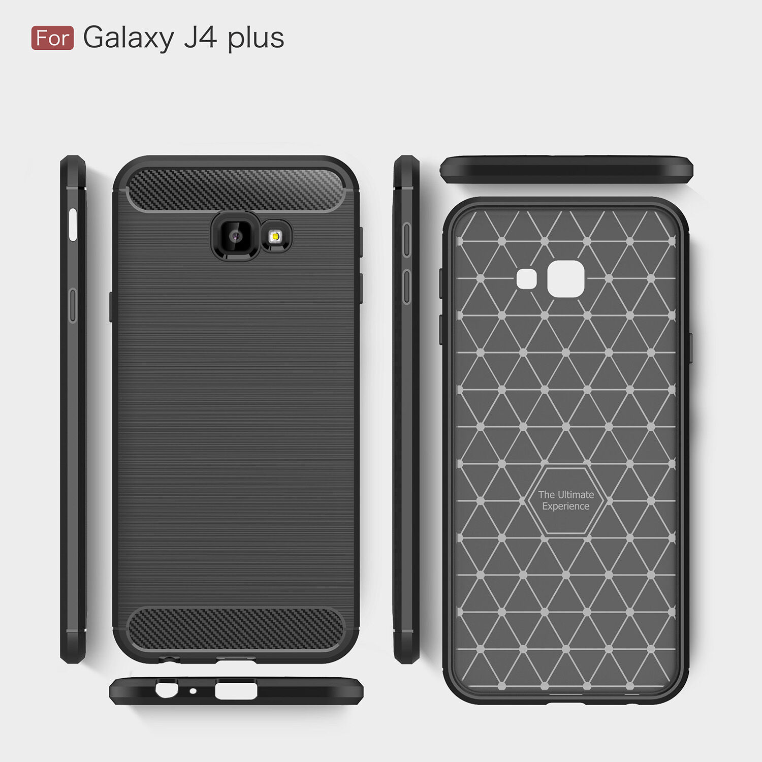 Plastový kryt s brúsenou textúrou pre Samsung Galaxy J4 Plus - červený