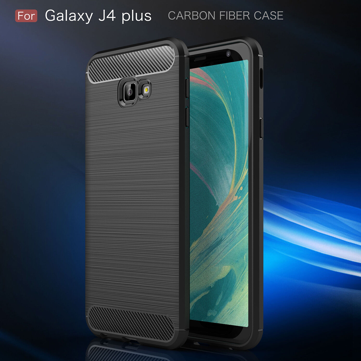 Plastový kryt s brúsenou textúrou pre Samsung Galaxy J4 Plus - sivý