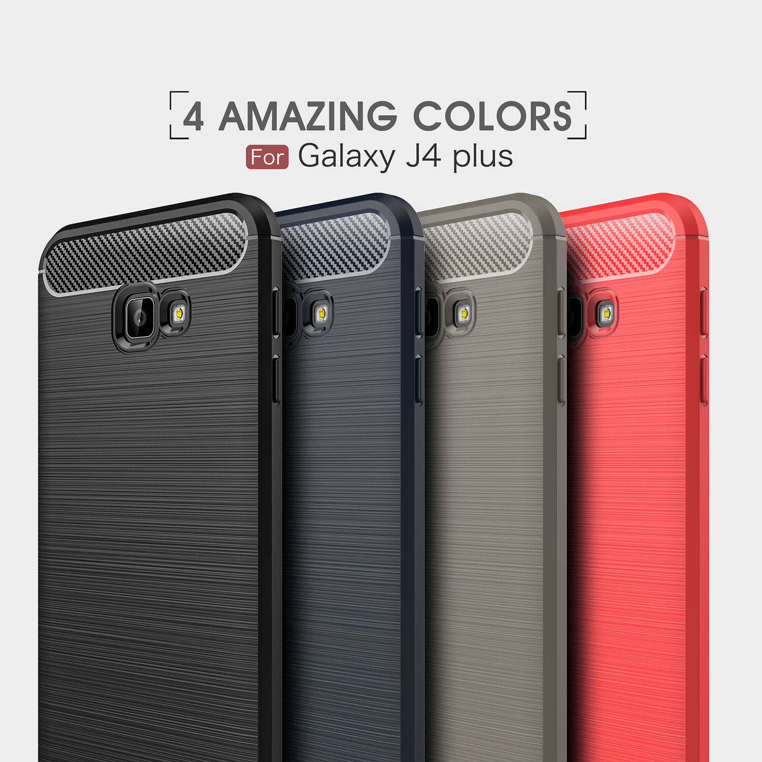 Plastový kryt s brúsenou textúrou pre Samsung Galaxy J4 Plus - sivý
