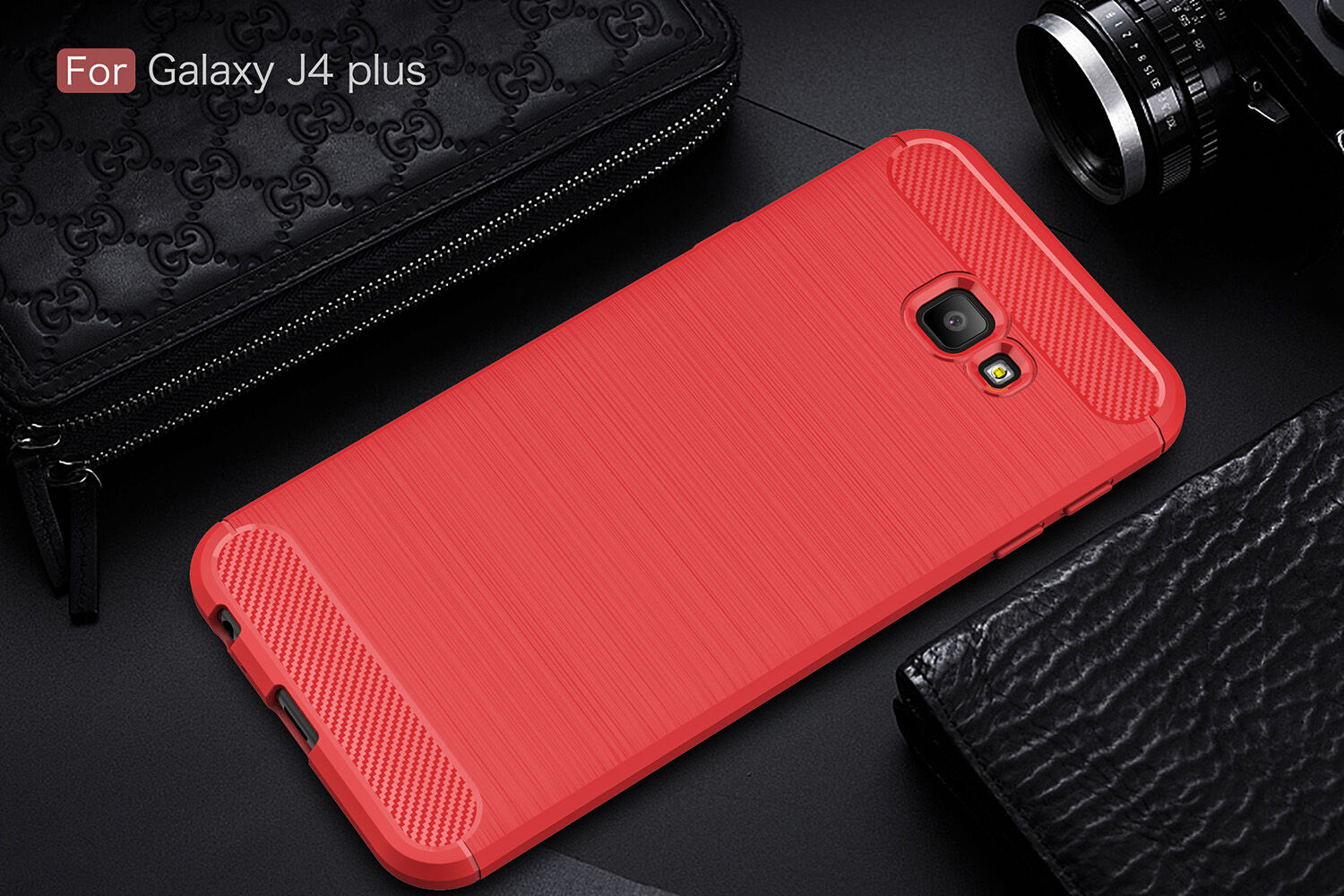Plastový kryt s brúsenou textúrou pre Samsung Galaxy J4 Plus - sivý Plastový kryt s brúsenou textúrou pre Samsung Galaxy J4 Plus - sivý