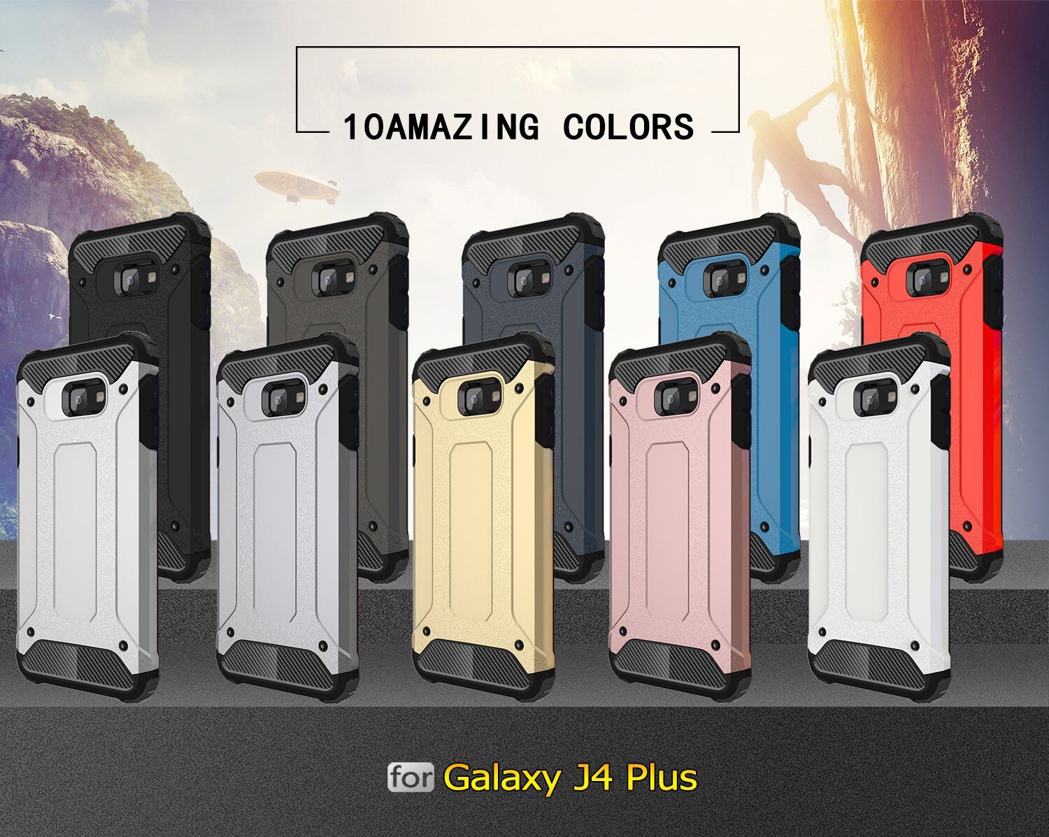 Superodolný kryt Armor pre Samsung Galaxy J4 Plus - zlatý