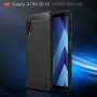 Plastový kryt s brúsenou textúrou pre Samsung Galaxy A7 (2018) - tmavomodrý