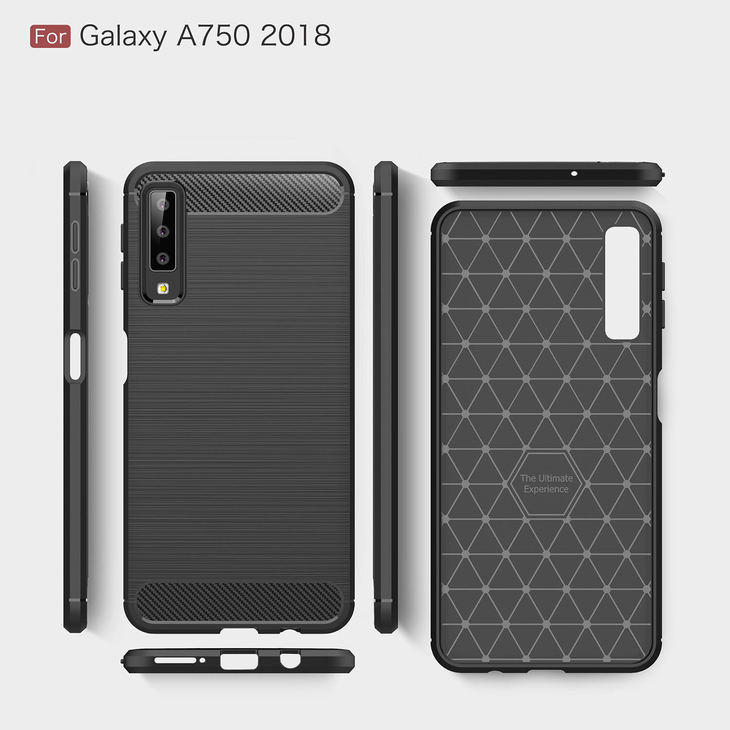 Plastový kryt s brúsenou textúrou pre Samsung Galaxy A7 (2018) - tmavomodrý