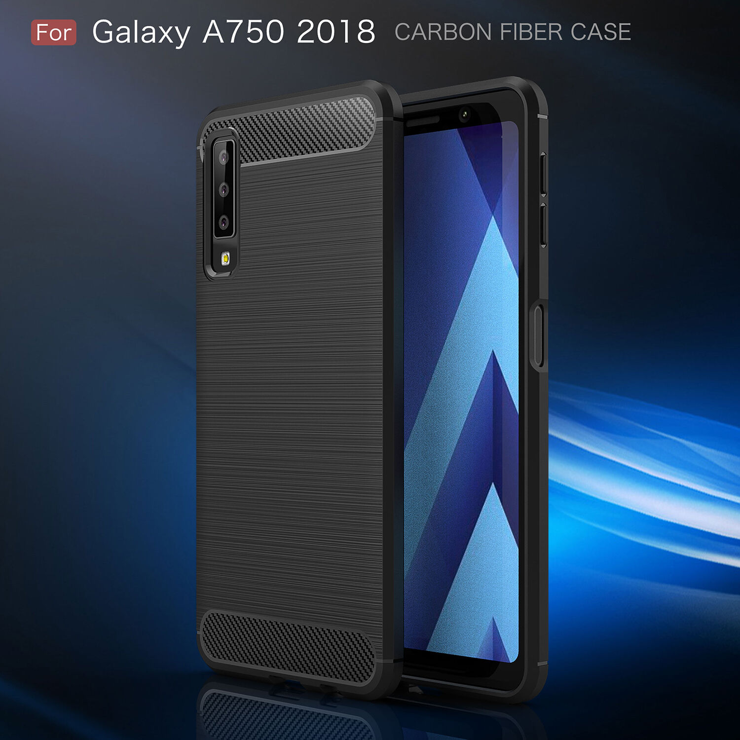 Plastový kryt s brúsenou textúrou pre Samsung Galaxy A7 (2018) - červený